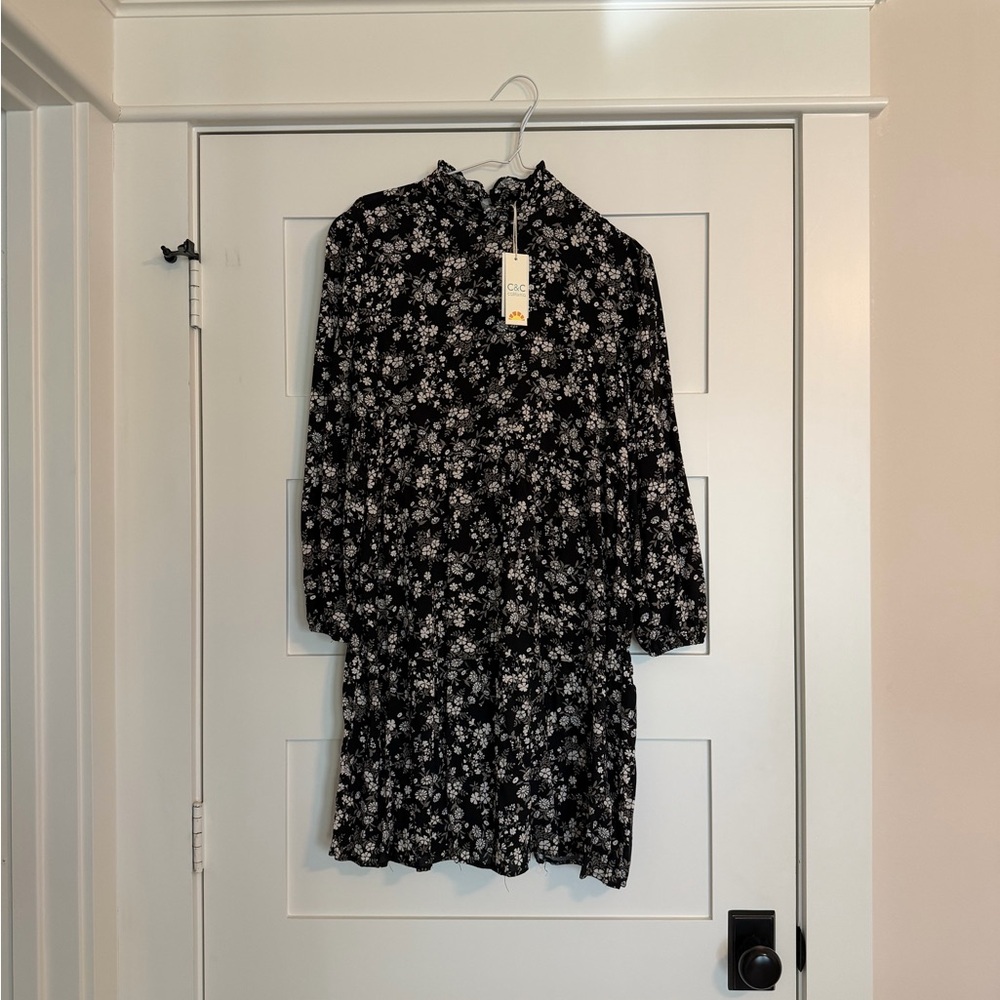 C&C California Black Night Floral Dress